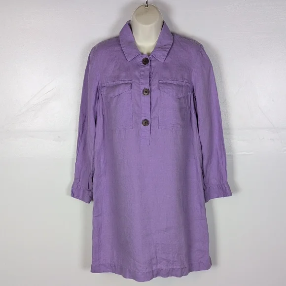 J. Jill Love Linen Pop Over Shirt Dress - Picture 1 of 10